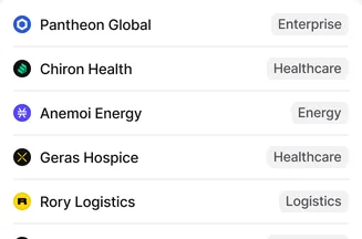 Company list with industry labels building itself from ongoing work